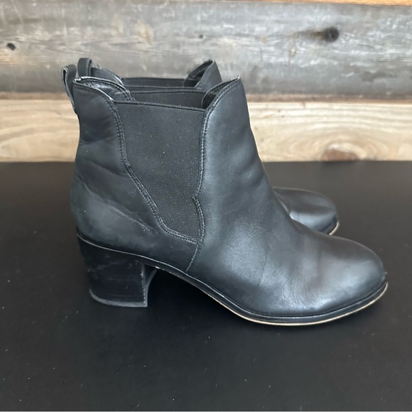 Sam Edelman Justin Black Leather Block Heeled Ankle Pull On Booties Boots 9.5 - Picture 5 of 11